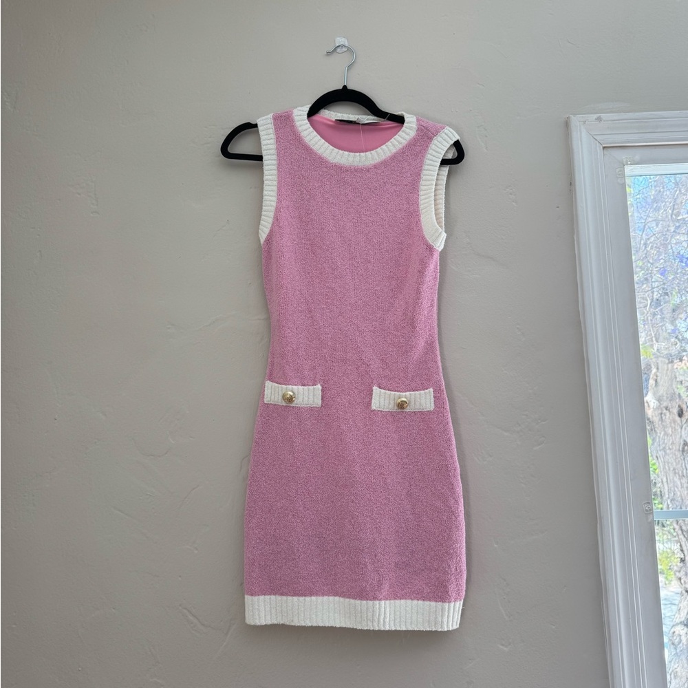 Pink and Cream Sleeveless Dress
